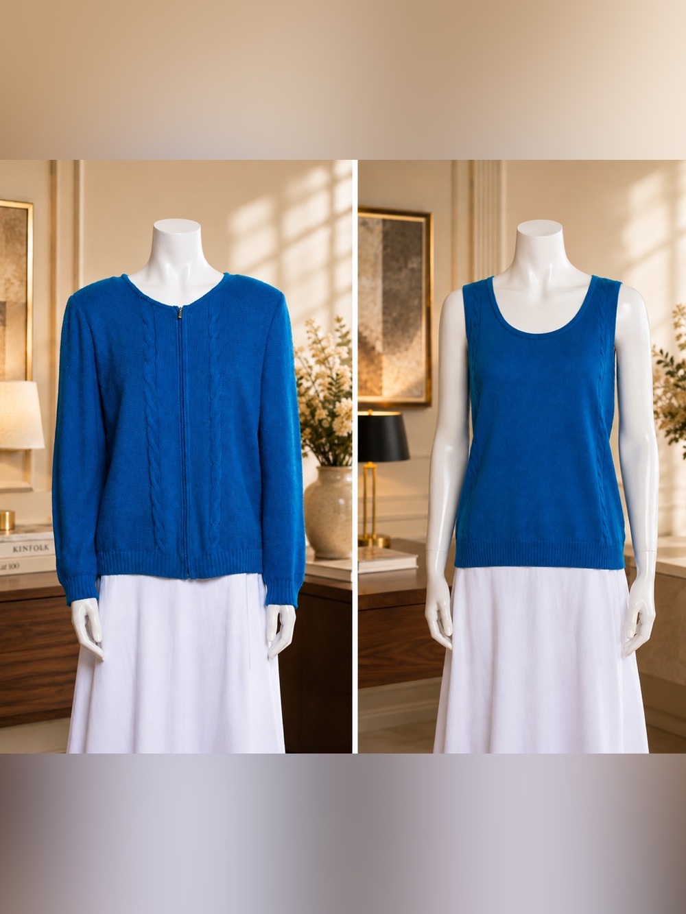 St. John Turquoise Blue Wool Blend Sweater Set – Size Medium